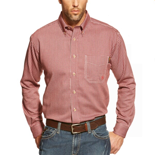 Ariat FR Bell Button Down Work Shirt in Wine Burgandy